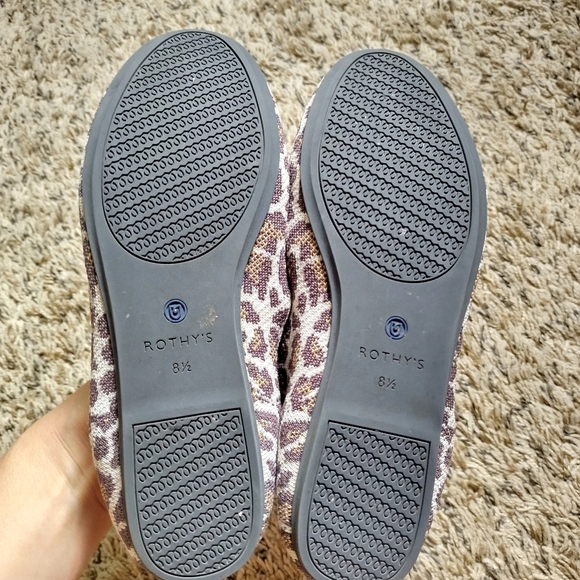 Rothy's Mocha Spot Animal Leopard Cheetah Slip On Loafer Flat Shoes Sz 7,5 - Picture 6 of 8